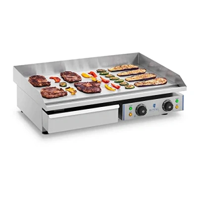 Image of Royal Catering Electric Griddle Plate Grill Smooth 2 Surfaces 2x2200W 72.5x35cm RCEG 75 (Stainless Steel Housing, Grill, 50 300C)