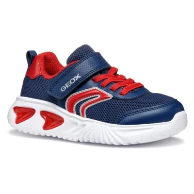 Image of Geox Light UP Assister BOY Trainers for kids, Size: 5, Navy/red Imitation leather/ textile