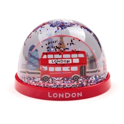Image of Puckator London Souvenir Bus Small Glitter Snow Storm Home Decoration Plastic Globes For Adults With Real Glass Dome Resin Beautiful Uk