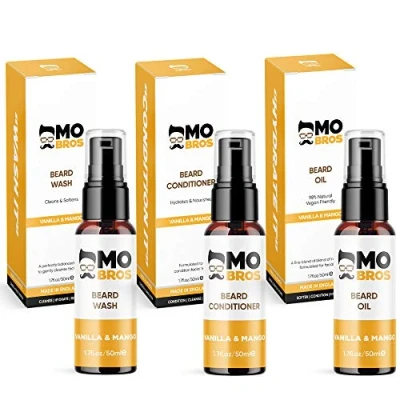 Image of Beard Wash, Conditioner &amp; Oil Pack Cleanse Soften Beards Moisturise 50ml (Vanilla Mango)