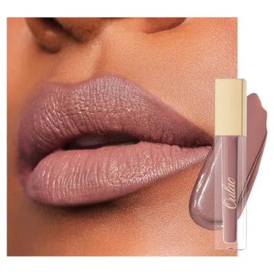 Image of Oulac Nude Matte Liquid Lipstick for Women, Long Lasting Waterproof Lip Stain, No Transfer, Creamy High Pigmented Formula with Rose Oil, Vegan &amp; Cruelty Free, Pink M28