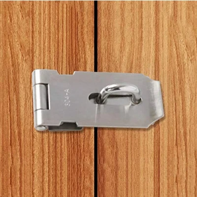 Image of Padlock Hasp Door Clasp Lock Gate Latch Staple with Screws, Slide Bolt Tiny Hasp, Stainless Steel Brushed Finish