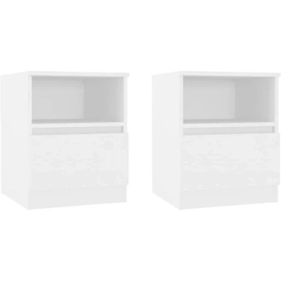 Image of vidaXL Bed Cabinets 2 pcs White 40x40x50 cm Engineered Wood