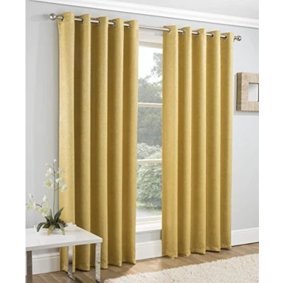 Image of Enhanced Living Vogue Ochre 66 x 90 inch (168x229cm) Eyelet Thermal Noise Reducing Dim Out Curtains for Bedroom and Room