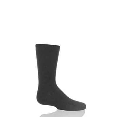 Image of 1 Pair Grey Plain Bamboo Socks with Comfort Cuff and Smooth Toe Seams Kids Unisex 12.5 3.5 (8 12 Years) SOCKSHOP
