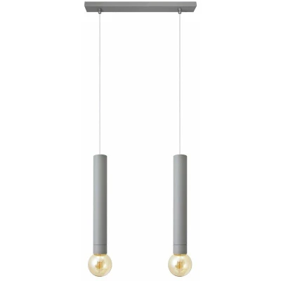Image of Tuba Straight Bar Pendant Ceiling Light Grey 40cm