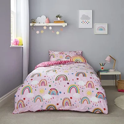 Image of Silentnight Rainbow Healthy Growth Kids Reversible Soft Easy Care, Boys Girl Duvet Cover Adventure Bedding Set with Pillowcase Double (200cm x 200cm)