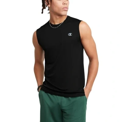 Image of Champion Men&#039;s Sleeveless, Sport Tank, Moisture Wicking, Muscle T Shirt (Reg. Or Big &amp; Tall), Black, XXL