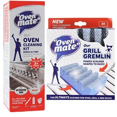 Image of Oven Mate Cleaner Original Cooker Deep Cleaning Kit &amp; Grill Gremlin BBQ Rack Shelf Moulded Scourer