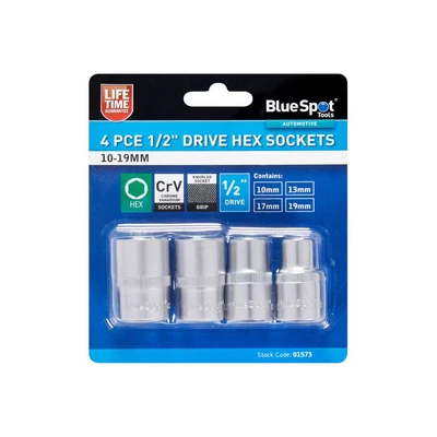 Image of Blue Spot Tools 4PCE 1/2&quot; Drive Hex Sockets 10 19MM