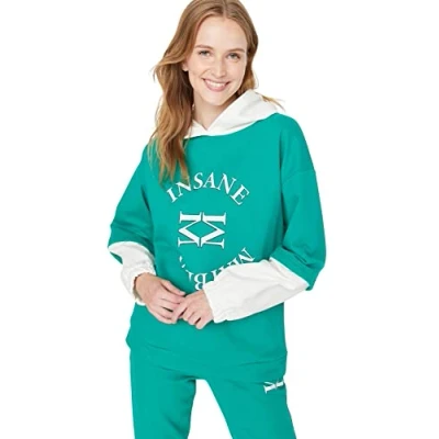 Image of Trendyol Women&#039;s Hood with Slogan Relaxed Sweatshirt, Green, L