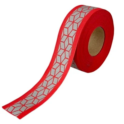 Image of Silver Reflective Webbing Ribbon DIY Fabric Tape Trim Strip for Chothing Sew On 3cm x 10meter (Red)