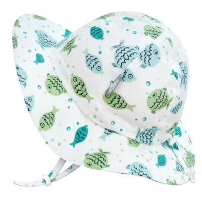 Image of JAN &amp; JUL Breathable Summer Kids Sun Hat with Adjustable Strap (XL: 5 12 Years, Fish Friends)