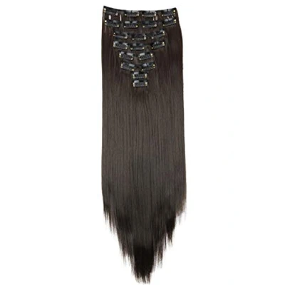 Image of CAISHA XXL 20&quot; Long 8 Pieces Set Clip In Extensions Hair Extension Synthetic Fiber Hairpiece Straight Chocolate Brown CES103