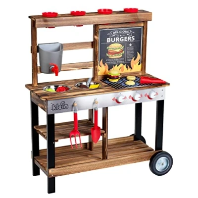 Image of Theo Klein 2368 BBQ Country Summer kitchen I Wooden mud with barbecue and plant station Incl. accessories FSC(TM) certified wood (FSC(TM) C188230) Toy for children from 3 years