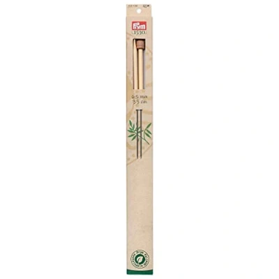 Image of Prym Single Pointed Knitting Pins Bamboo 33 cm 6.50 mm, Natural, One Size