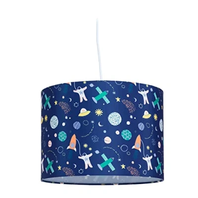 Image of Relaxdays Pendant Lamp, Space Themed, Hanging Light, H x D: 155 35 cm, E27 Socket, Plastic, Multicoloured, 50% 40% 10%