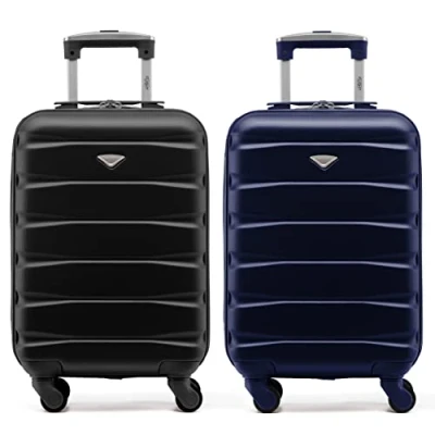 Image of Flight Knight Suitcase Set of 2 Travel Carry Ons Lightweight Luggage 4 Wheel ABS Hard Shell Ryanair Cabin Bags 55 x 40 20 (Priority) Small Approved for Over 60 Airlines easyJet, Jet2