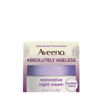 Image of Aveeno Absolutely Ageless Restorative Night Cream Facial Moisturizer with Antioxidant Rich Blackberry Complex, Vitamin C &amp; E, Hypoallergenic, Non Greasy Comedogenic, 1.7 fl. oz