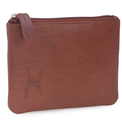 Image of Catwalk Collection Handbags Ladies Small Leather Coin Purse Zip Pouch with Credit Card and Pocket RFID Gift Boxed Mimi Tan
