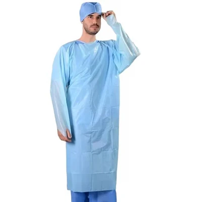 Image of Long Sleeve Disposable Polythene Isolation Gowns 23 Micron, Pack of 10