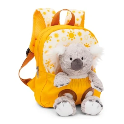 Image of NICI children&#039;s backpack yellow 2 in 1 with cuddly toy koala 25cm Kindergarten girls &amp; boys, Soft back area adjustable straps 49842