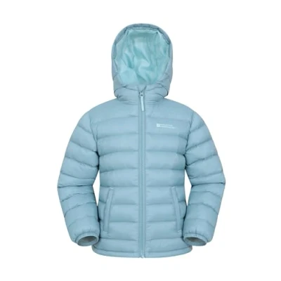 Image of Mountain Warehouse Seasons Padded Kids Jacket Water Resistant &amp; Lightweight Insulated Rain Coat for Boys Girls Great Spring Summer, School or Travelling Pale Blue Size 5 6 Years