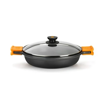 Image of Braisogona Efficient Low Casserole with Lid, 30 cm, Cast Aluminium Grey, All Cookers Including Induction.