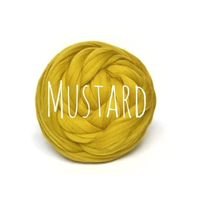 Image of Colorful Passions Merino Wool for arm Knitting Chunky Blanket Weaving Felting Jumbo Yarn Giant Soft (250g (0.55lb), Mustard)