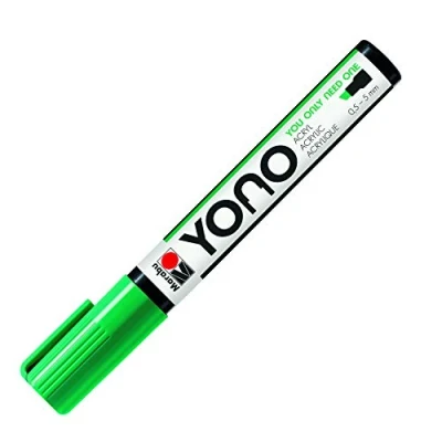 Image of Marabu Yono Marker Pen, Chisel Tip, (0.5 5mm), Rich Green, (067), Single Works On Any Surface, Metal, Glass, Wood, Fabric, Stone, Plastic, Cardboard