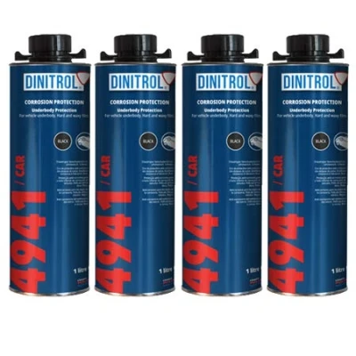 Image of REJEL DINITROL 4941 BLACK UNDERBODY WAX 4 x 1 Litre CANS (with Schutz style screw cap)