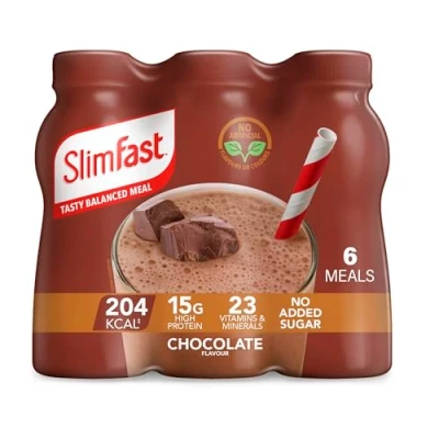 Image of SlimFast Ready To Drink Shake, Chocolate Flavour, 6 x 325 ml Multipack