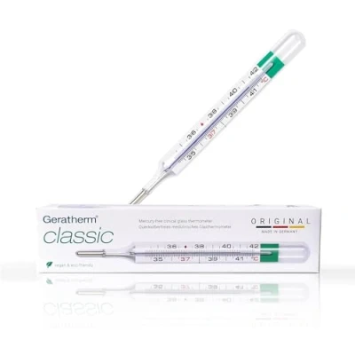Image of GERATHERM classic clinical thermometer analogue/thermometer without mercury/analogue batteries/thermometer Made in Germany
