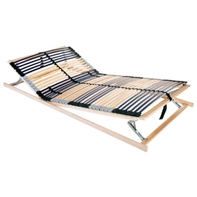Image of vidaXL Slatted Bed Base Manual Brown 120 x 190 cm Solid beech wood