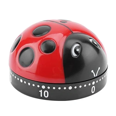 Image of Kitchen Countdown Timer 60 Minutes Up Mechanical for Home Baking Cooking Oven (Ladybug Shaped)