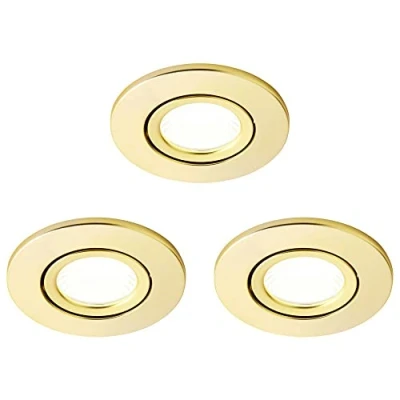 Image of LITECRAFT Recessed Downlight Fire Rated Tiltable 5 Watt LED Spotlight in 7 Colours 1 or 3 Pack (Satin Brass, of 3)