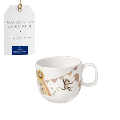 Image of Villeroy &amp; Boch Boho Kids Roar Like a Lion Small Children&#039;s Cup with Handle, for Kids, Porcelain Cup, Tableware, Dishwasher Safe, Microwave Multicolored