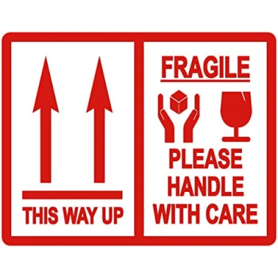Image of Pack of &#039;This Way Up/Fragile Please Handle with Care&#039; Packing Stickers/Sticky Labels (100)