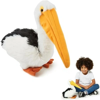 Image of Zappi Co Pelican Plush Toy (29cm) Soft, Cuddly Safari Animal, Eco Friendly, Made from 100% Recycled Material, Ideal for Children&#039;s Collection