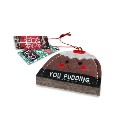 Image of Green &amp; Wilds Eco Friendly Natural Xmas Dog Toy Christmas Pudding Shaped Pet Toys Accessories
