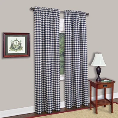 Image of Achim Home Furnishings Buffalo Check Panel 42x84 Navy