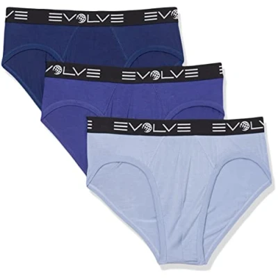 Image of Evolve Men&#039;s Luxe 3 Pack No Show Brief, Moonlight Ocean/Purple/Noon Blue, L