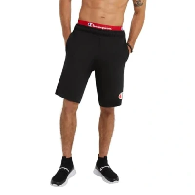 Image of Champion Men&#039;s, Lightweight Lounge, Casual Jersey Knit, Weekend Shorts (Reg. Or Big &amp; Tall), Black C Logo, Medium