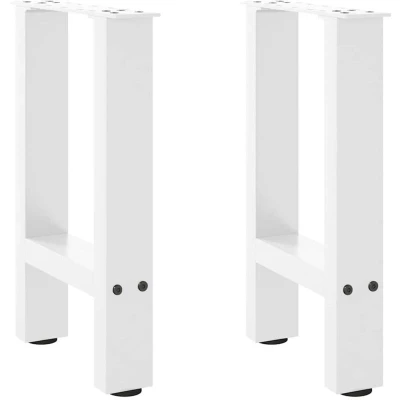 Image of vidaXL Coffee Table Legs 2 pcs White Steel Adjustable Height 28x(42 43) cm Sturdy Modern Living Dining Room