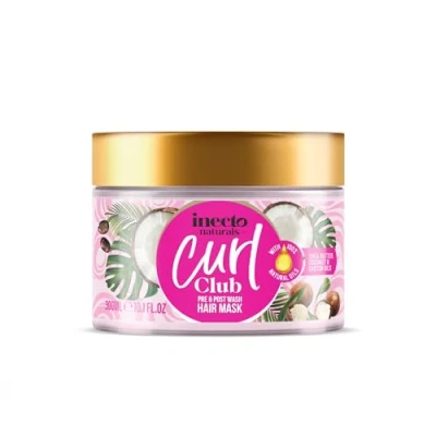 Image of INECTO Curl Club, Intense Hydrating Mask 300ml, for all Curly hair types, Vegan &amp; Cruelty Free, Control or Wavy Hair, 100% Natural