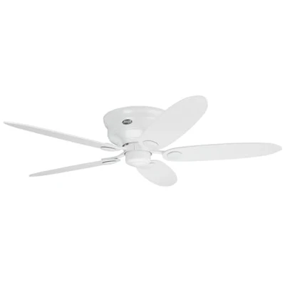 Image of HUNTER Fan Ceiling Low Profile 132 cm Indoor, and Pull Chain, White, 4 Reversible Blades White Maple Ideal for Summer or Winter, Model 24377
