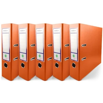 Image of Netuno 5X File Folders Orange DIN A4 2 Ring Mechanism Binder 8 cm 3,15 inch Organiser Plastic Folder Wide Office Letter