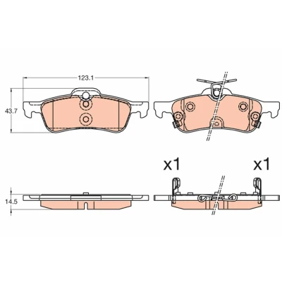 Image of 43022TV0E00, 43022TV0E01 Brake pad set TRW GDB3588 with acoustic wear warning HONDA: CIVIC 9, 9 Tourer