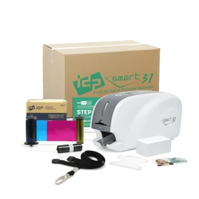 Image of IDP Smart 31 ID Card Printer with all Badge Accessories
