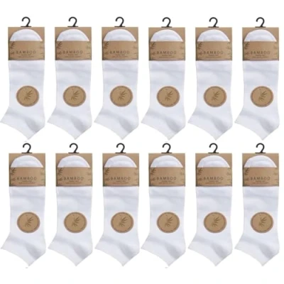 Image of OnlyBee 6 Pairs of Men&#039;s Bamboo Trainer Liner Socks UK Size 11 (UK, Numeric, 6, 11, Regular, White)